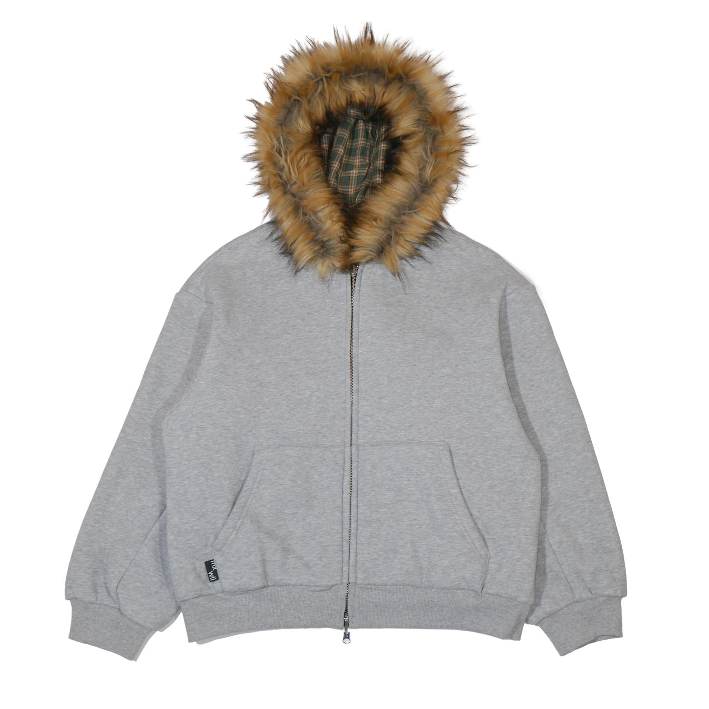GREEN PLAID/GREY REVERSIBLE ZIP UP