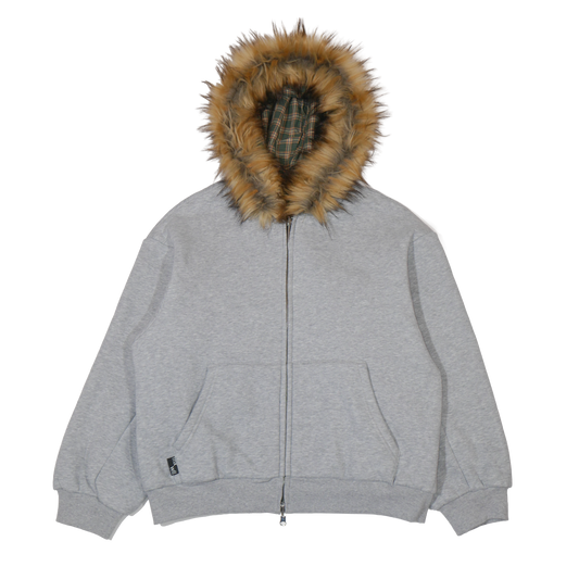 GREEN PLAID/GREY REVERSIBLE ZIP UP
