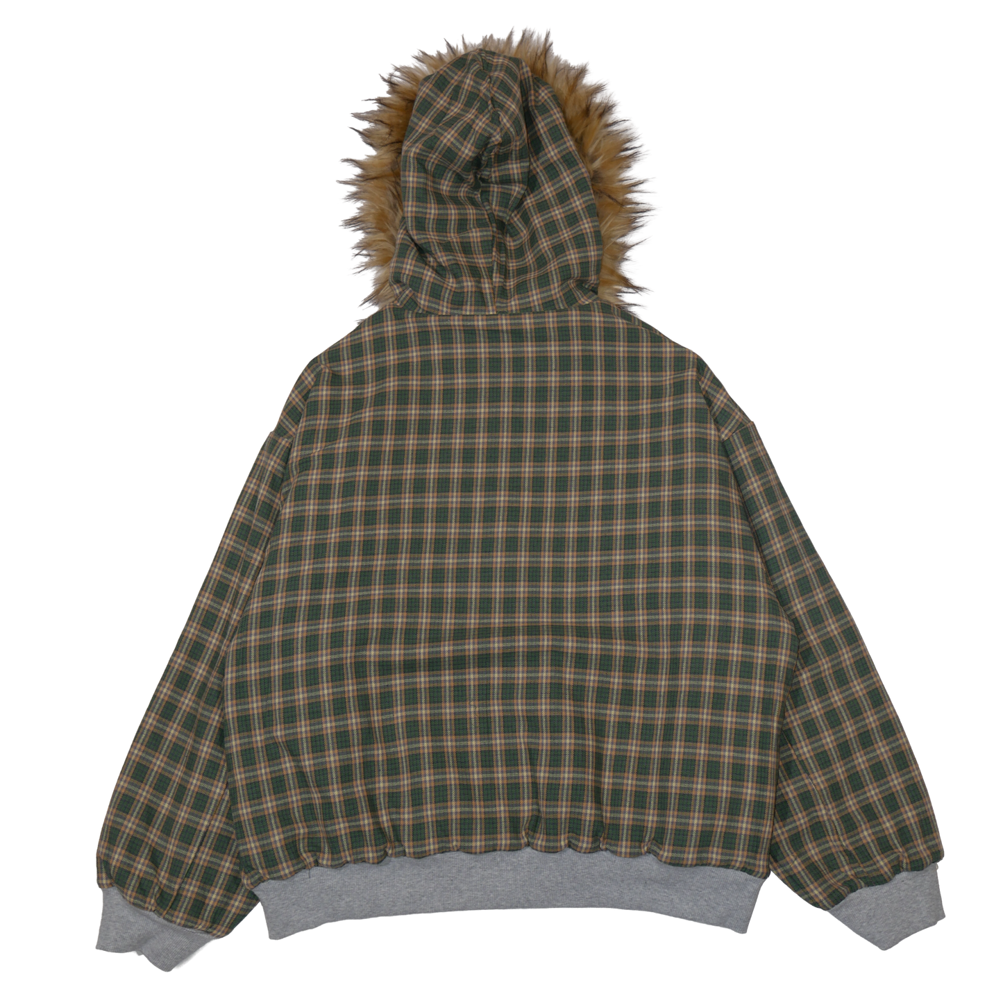 GREEN PLAID/GREY REVERSIBLE ZIP UP